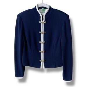 St. John Collection by Marie Gray Santana Knit Dark Blue Jacket Size 4